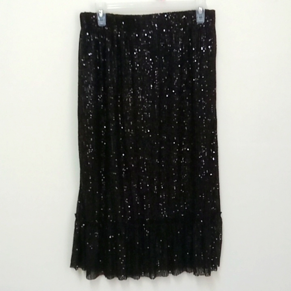 *Final Price* NWT Sequins Dressy Party Sequins Black Elastic Waist Skirt